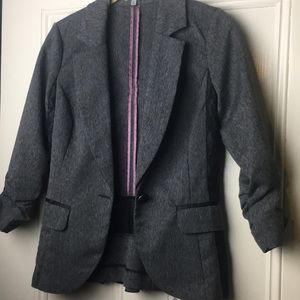 Gray Blazer with lace sides, cinched back & arms
